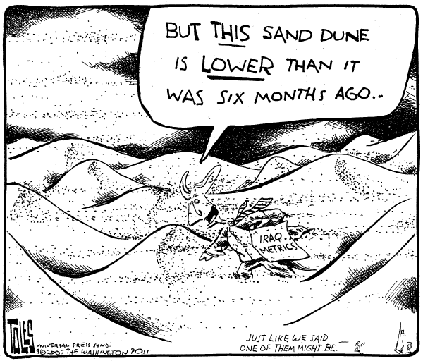 Editorial Cartoon by Tom Toles, Washington Post on President Explains War Strategy