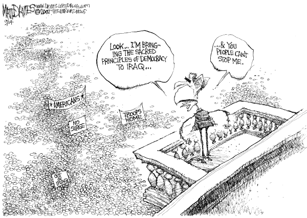 Editorial Cartoon by Matt Davies, Journal News on President Explains War Strategy