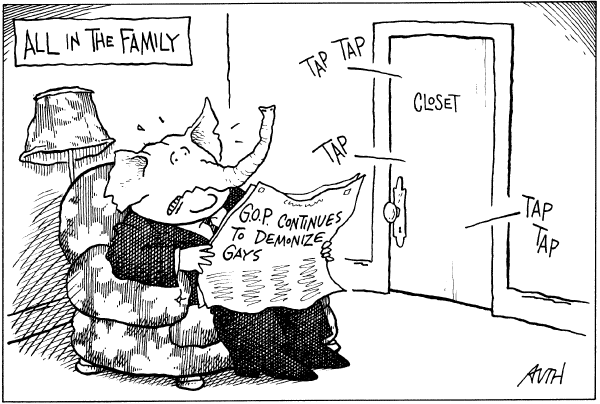 Editorial Cartoon by Tony Auth, Philadelphia Inquirer on Senator Craig Pleads Guilty