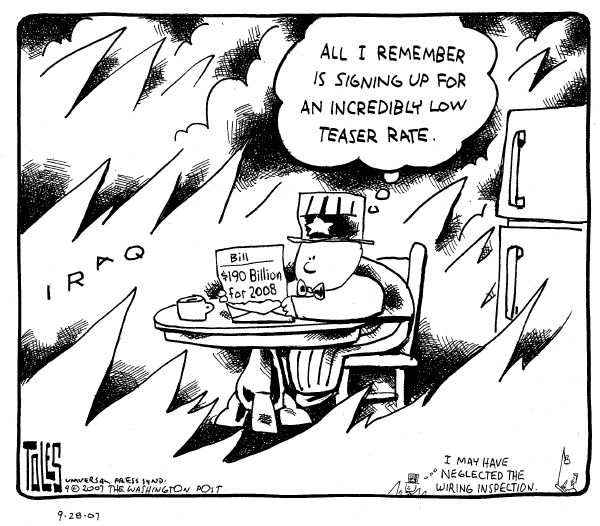 Editorial Cartoon by Tom Toles, Washington Post on Congress Supports Bush’s War Plan