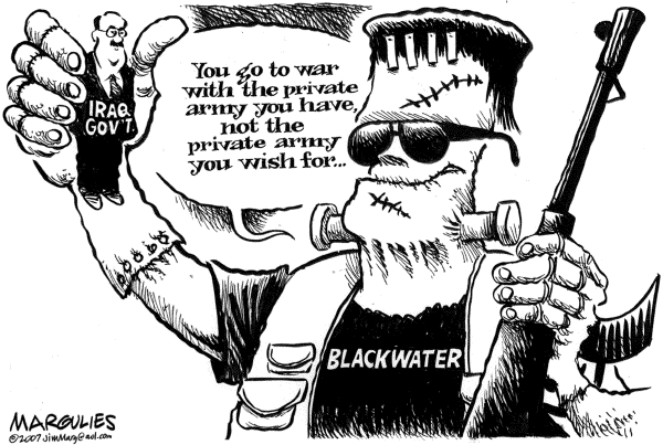 Editorial Cartoon by Jimmy Margulies, The Record, New Jersey on Blackwater Called to Task