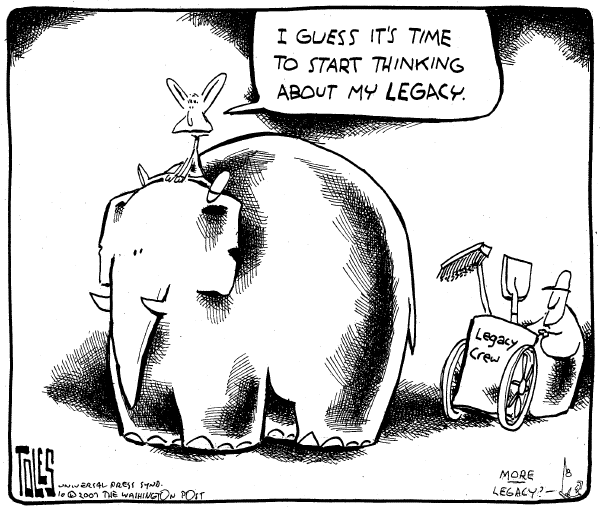 Editorial Cartoon by Tom Toles, Washington Post on President Begins Finishing Kick