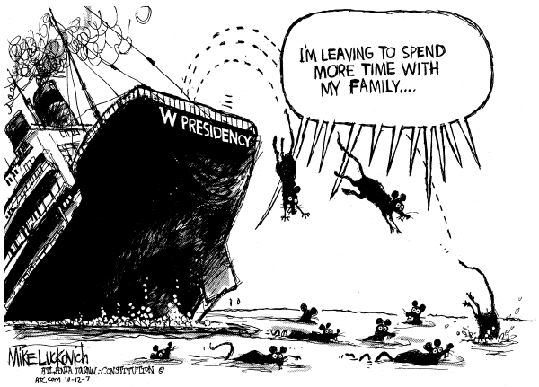 Editorial Cartoon by Mike Luckovich, Atlanta Journal-Constitution on President Begins Finishing Kick
