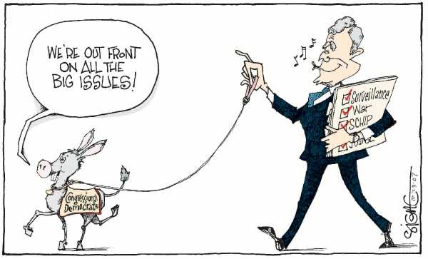 Editorial Cartoon by Signe Wilkinson, Philadelphia Daily News on Democratic Party Takes Charge