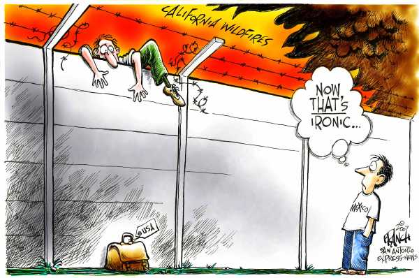 Editorial Cartoon by John Branch, San Antonio Express-News on Fires Ravage Southern California
