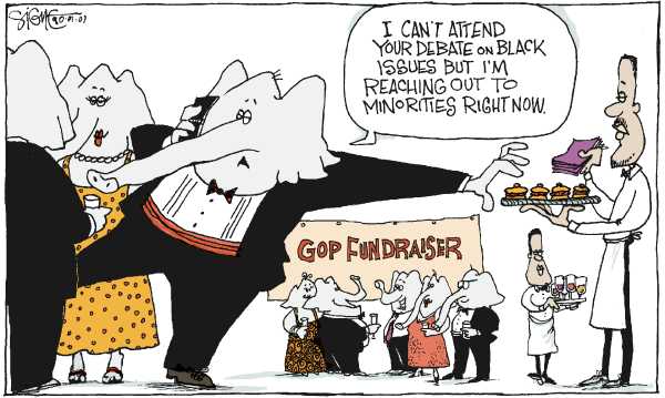 Editorial Cartoon by Signe Wilkinson, Philadelphia Daily News on GOP Looks for Answers