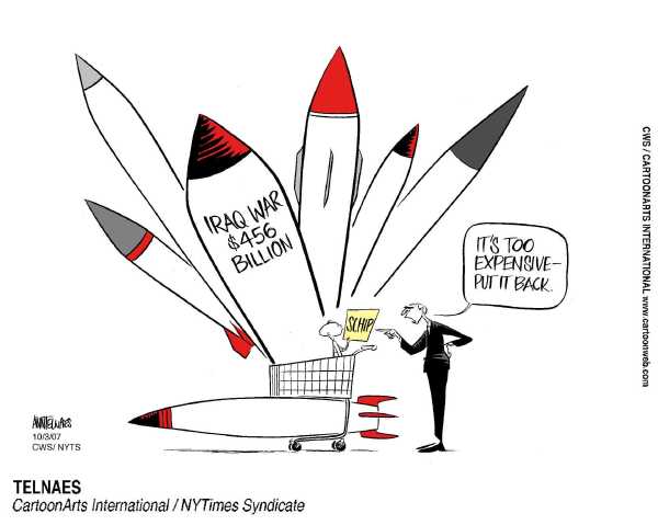 Editorial Cartoon by Ann Telnaes, CWS/CartoonArts Intl. on Bush Vetoes Health Care Bill