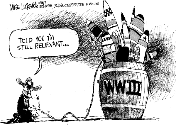 Editorial Cartoon by Mike Luckovich, Atlanta Journal-Constitution on War With Iran Imminent