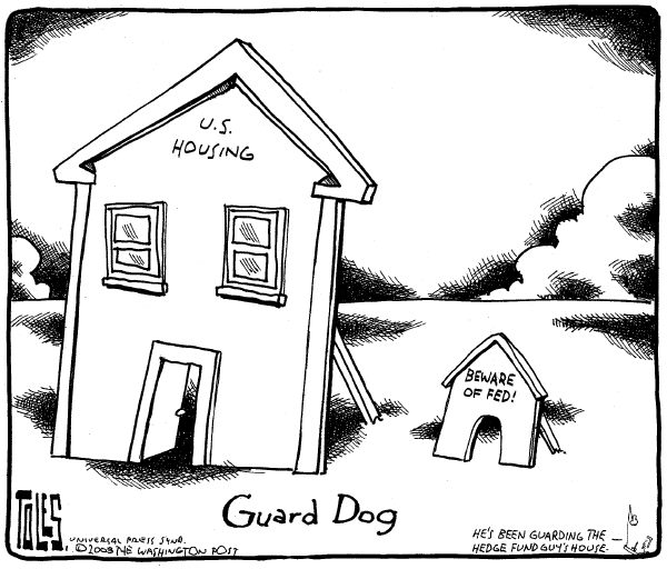 Editorial Cartoon by Tom Toles, Washington Post on US Economy on the Verge