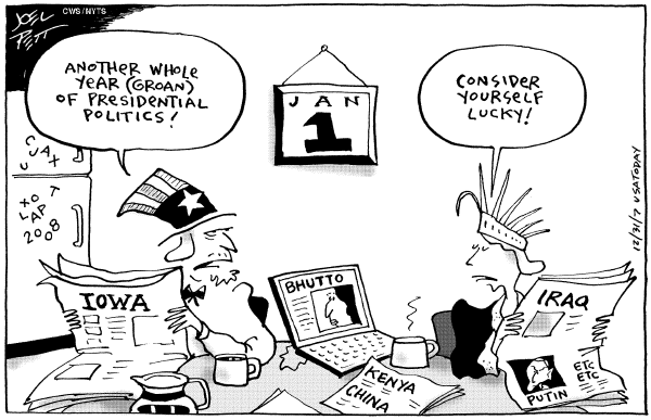 Editorial Cartoon by Joel Pett, Lexington Herald-Leader, CWS/CartoonArts Intl. on Americans Celebrate the Holidays