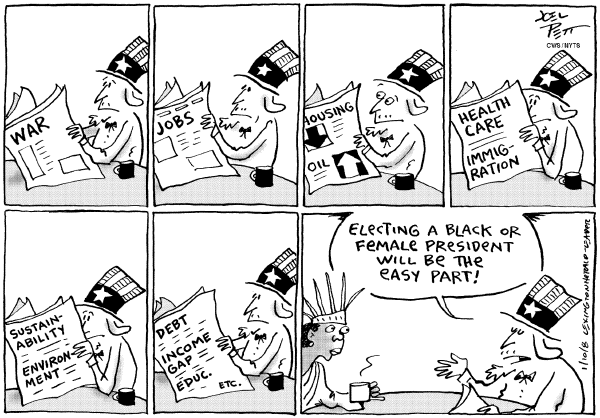 Editorial Cartoon by Joel Pett, Lexington Herald-Leader, CWS/CartoonArts Intl. on Clinton Crash Expected in New Hampshire