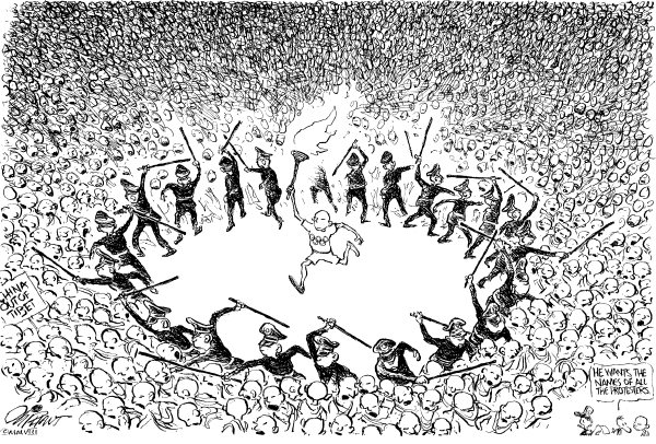 Editorial Cartoon by Pat Oliphant, Universal Press Syndicate on China Almost Ready for Olympics