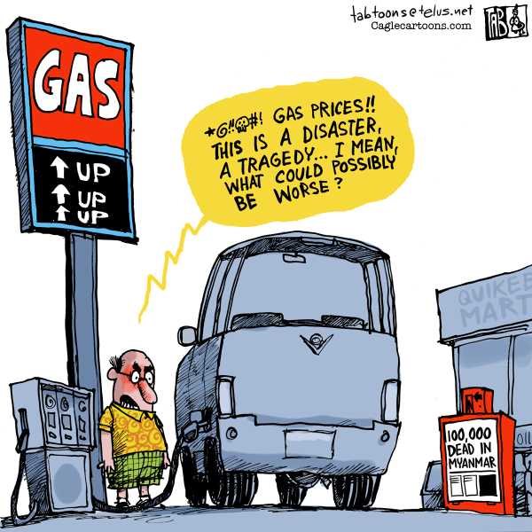 Editorial Cartoon by Tab (Thomas Boldt), Calgary Sun on Cyclone Relief Slow