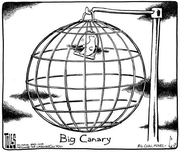 Editorial Cartoon by Tom Toles, Washington Post on Polar Bear Population Falling
