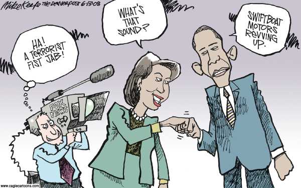 Editorial Cartoon by Mike Keefe, Denver Post on Obama Responds to Attacks