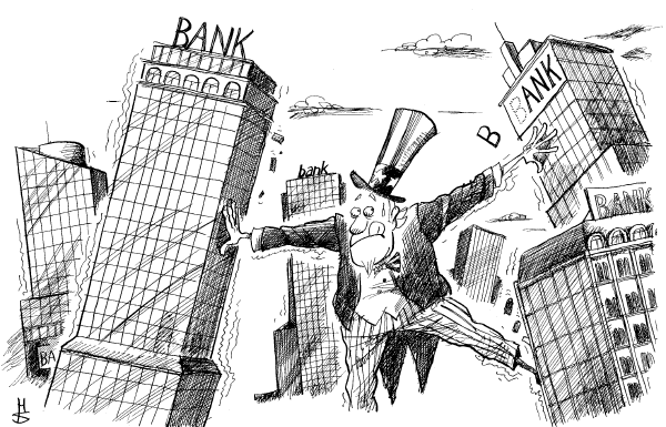 Editorial Cartoon by Heiko Sakurai, Essen, Germany on Recession Officially Declared