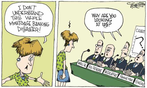 Editorial Cartoon by Signe Wilkinson, Philadelphia Daily News on Americans Drowning in Debt