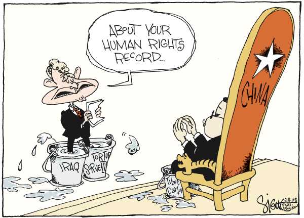 Editorial Cartoon by Signe Wilkinson, Philadelphia Daily News on Olympics in Full Swing