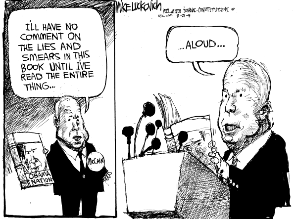 Editorial Cartoon by Mike Luckovich, Atlanta Journal-Constitution on McCain Campaign Picking Up Steam