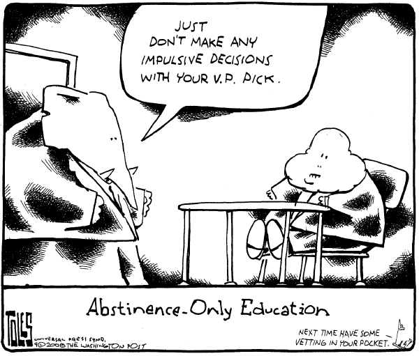 Editorial Cartoon by Tom Toles, Washington Post on McCain Selects Sarah Palin for VP