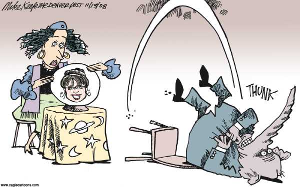 Editorial Cartoon by Mike Keefe, Denver Post on Palin Returns to Alaska