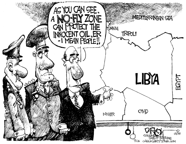 Political/Editorial Cartoon by John Darkow, Columbia Daily Tribune, Missouri on Libya Attacked