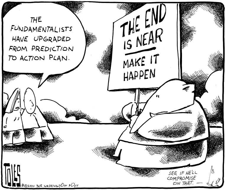 Political/Editorial Cartoon by Tom Toles, Washington Post on Economy Teeters on Collapse