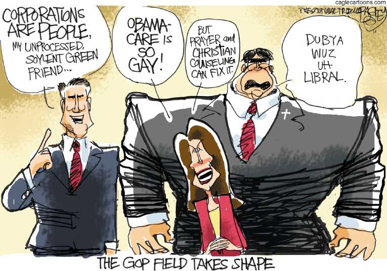 Political/Editorial Cartoon by Pat Bagley, Salt Lake Tribune on Bachmann Wins Iowa Straw Poll