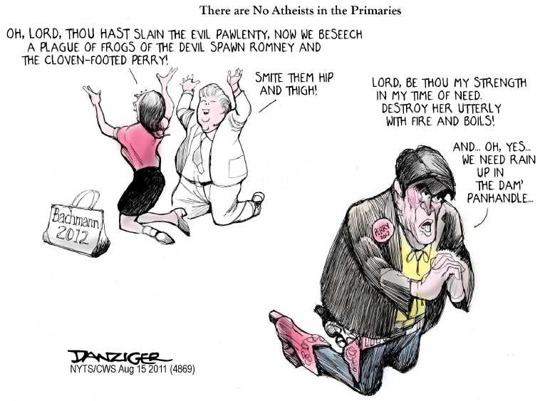Political/Editorial Cartoon by Jeff Danziger, CWS/CartoonArts Intl. on Bachmann Wins Iowa Straw Poll