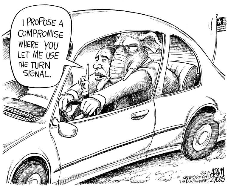 Political/Editorial Cartoon by Adam Zyglis, The Buffalo News on Obama Toughens Stance