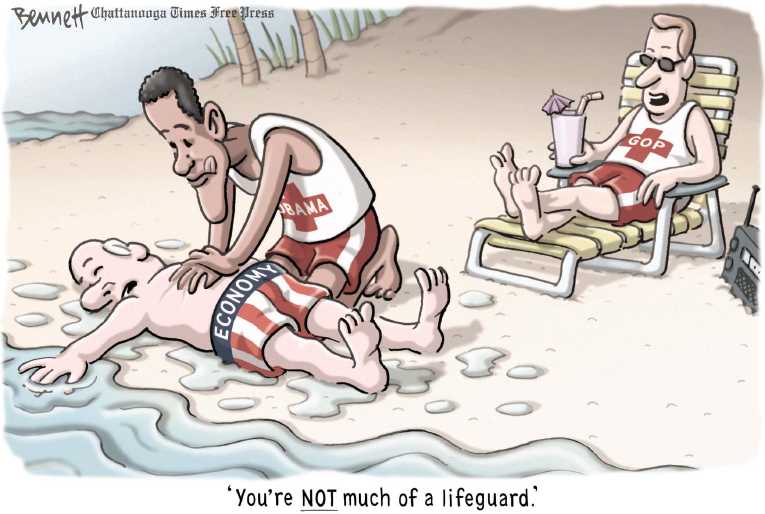 Political/Editorial Cartoon by Clay Bennett, Chattanooga Times Free Press on Obama Toughens Stance