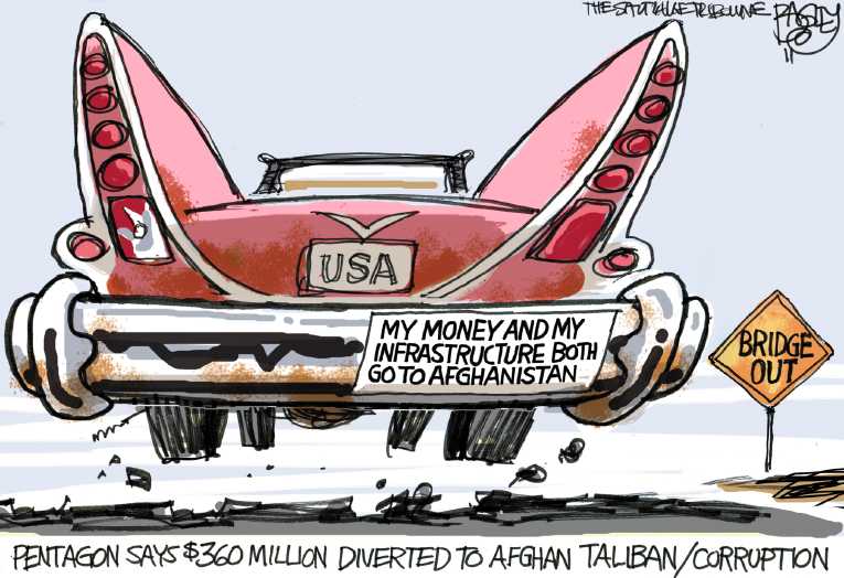 Political/Editorial Cartoon by Nick Anderson, Houston Chronicle on War Budget at Record High