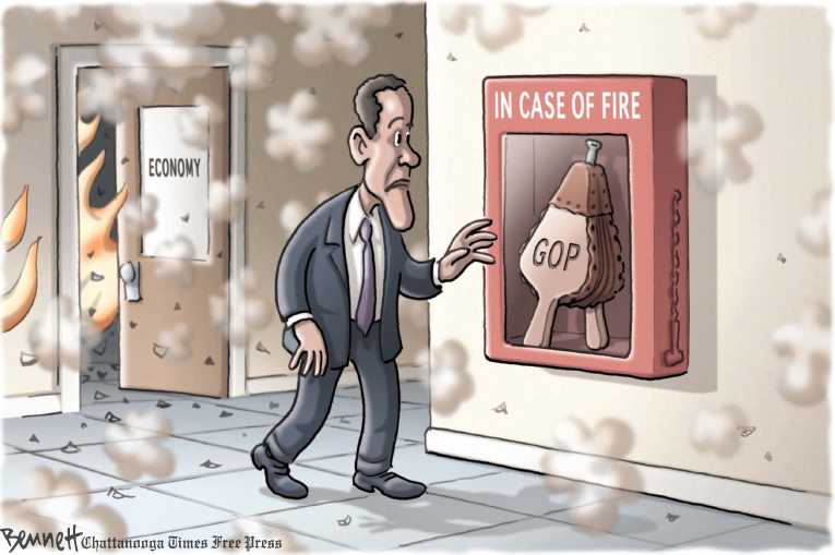 Political/Editorial Cartoon by Clay Bennett, Chattanooga Times Free Press on GOP Focuses on Unemployment