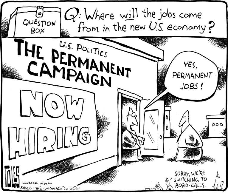Political/Editorial Cartoon by Tom Toles, Washington Post on GOP Focuses on Unemployment