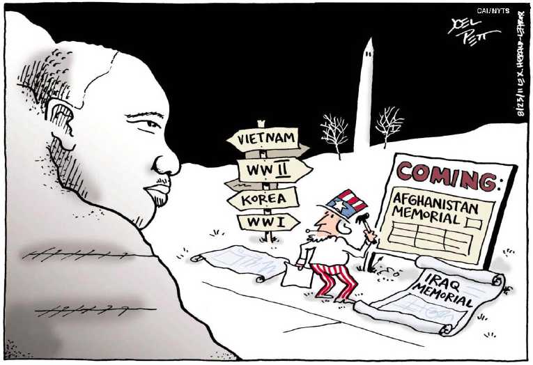 Political/Editorial Cartoon by Joel Pett, Lexington Herald-Leader, CWS/CartoonArts Intl. on King Memorial Unveiled