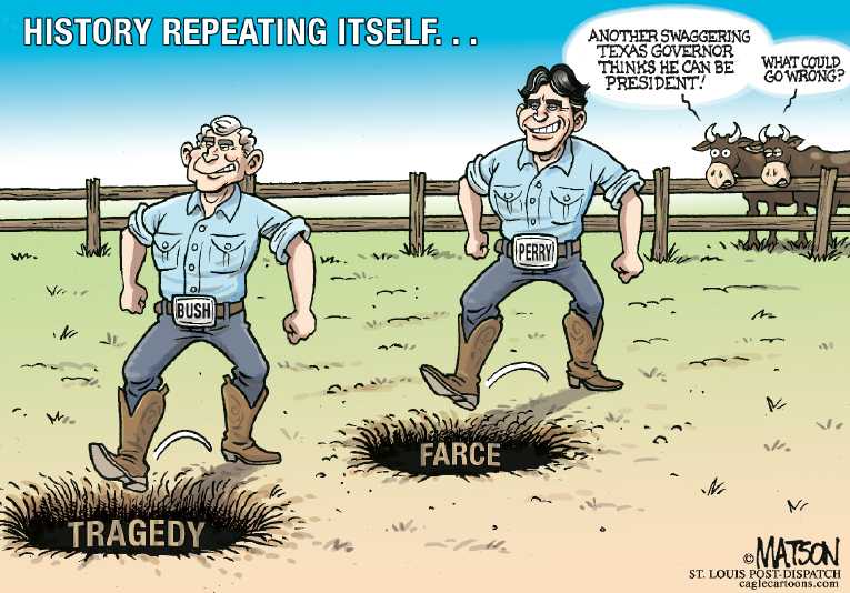 Political/Editorial Cartoon by RJ Matson, Cagle Cartoons on Perry Climbs in Polls