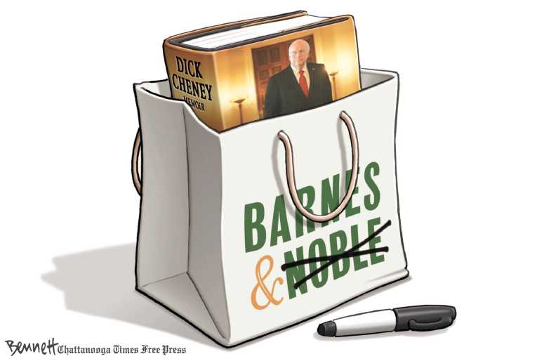 Political/Editorial Cartoon by Clay Bennett, Chattanooga Times Free Press on Evil Leader Falls