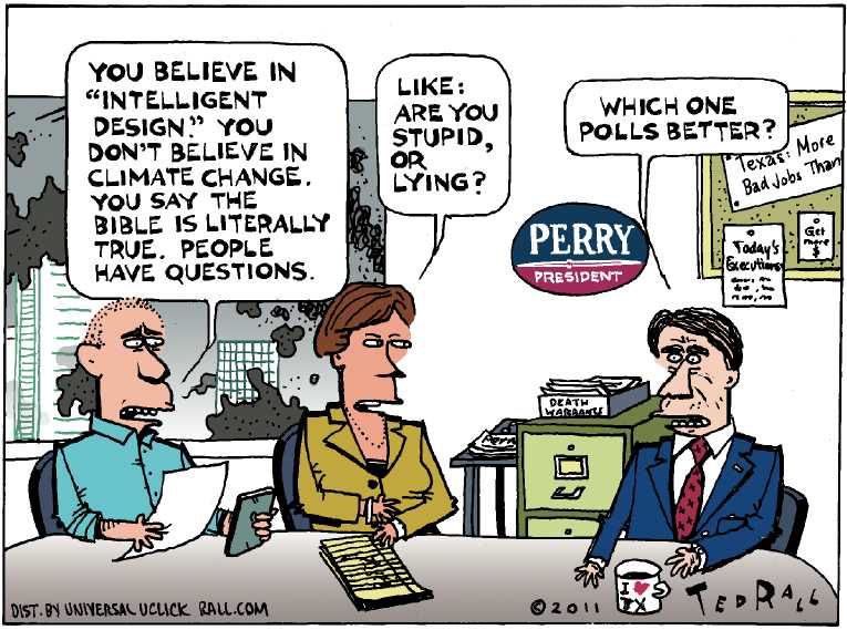 Political/Editorial Cartoon by Ted Rall on GOP Embraces Perry