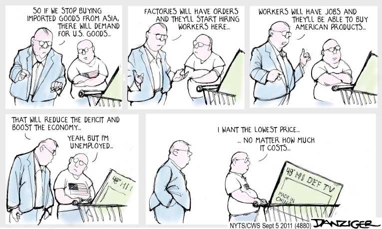 Political/Editorial Cartoon by Jeff Danziger, CWS/CartoonArts Intl. on America Celebrates Labor Day