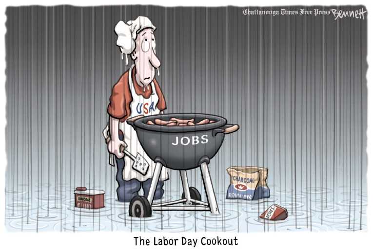 Political/Editorial Cartoon by Clay Bennett, Chattanooga Times Free Press on America Celebrates Labor Day