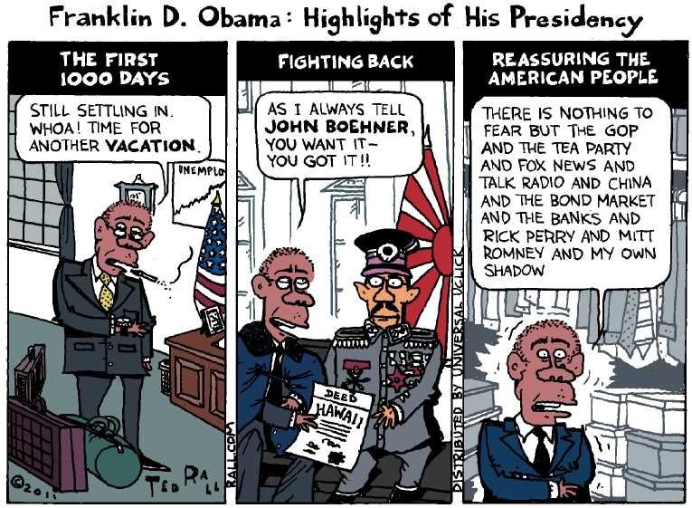 Political/Editorial Cartoon by Ted Rall on Obama Remains Committed