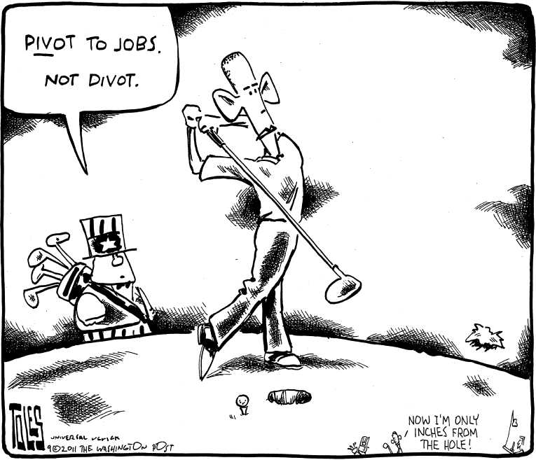 Political/Editorial Cartoon by Tom Toles, Washington Post on Obama Remains Committed