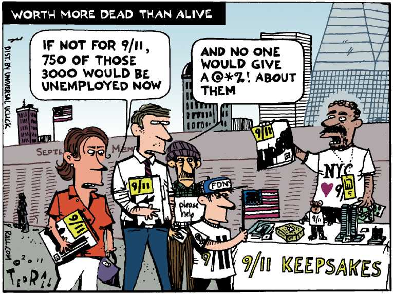 Political/Editorial Cartoon by Ted Rall on America Remembers