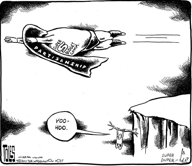 Political/Editorial Cartoon by Tom Toles, Washington Post on Obama Presents Jobs Bill