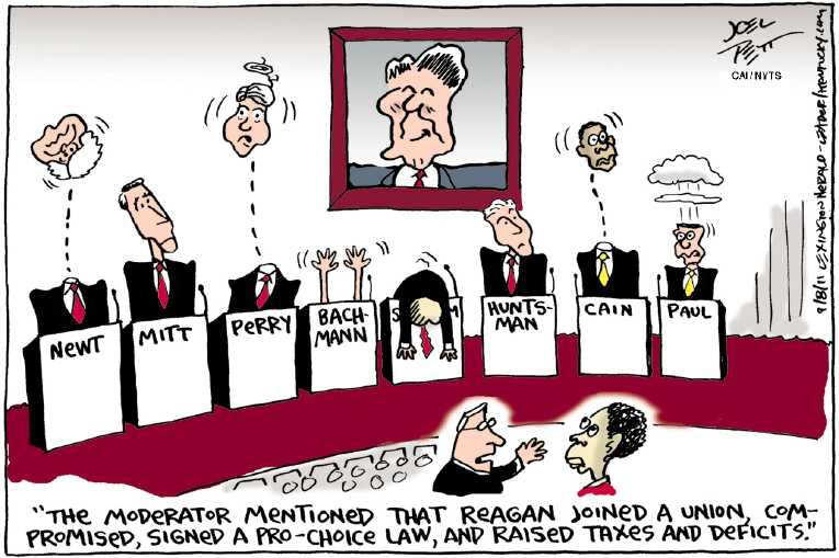 Political/Editorial Cartoon by Joel Pett, Lexington Herald-Leader, CWS/CartoonArts Intl. on GOP Presidential Race Heating Up