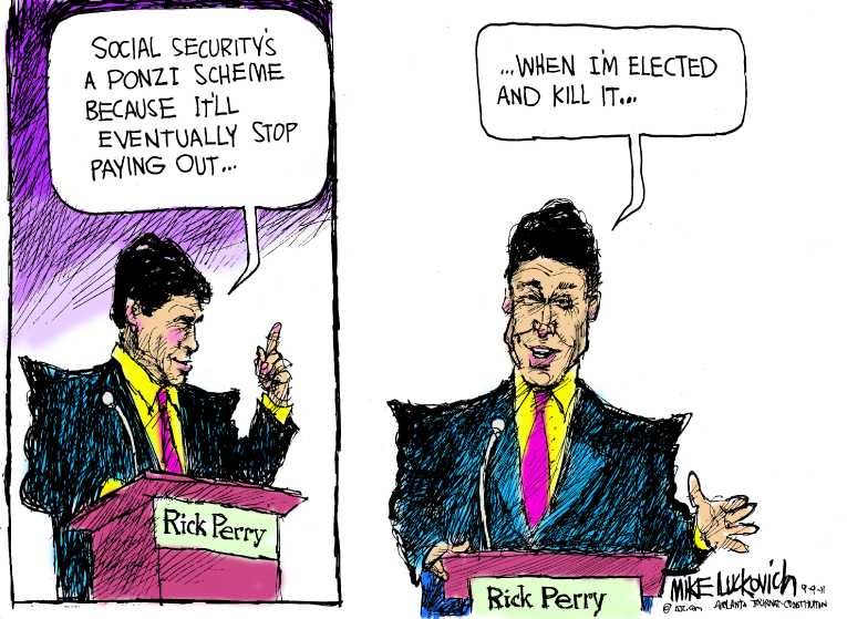 Political/Editorial Cartoon by Mike Luckovich, Atlanta Journal-Constitution on GOP Presidential Race Heating Up