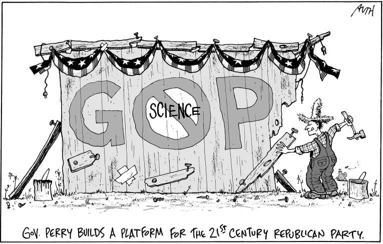 Political/Editorial Cartoon by Tony Auth, Philadelphia Inquirer on GOP Presidential Race Heating Up
