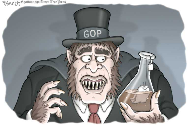 Political/Editorial Cartoon by Clay Bennett, Chattanooga Times Free Press on GOP Presidential Race Tightens