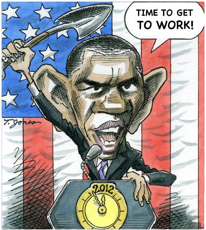 Political/Editorial Cartoon by Taylor Jones, Tribune Media Services on Obama Revs Up Campaign