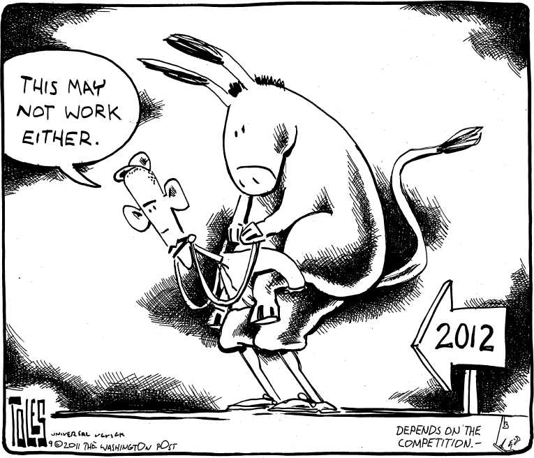 Political/Editorial Cartoon by Tom Toles, Washington Post on Obama Revs Up Campaign